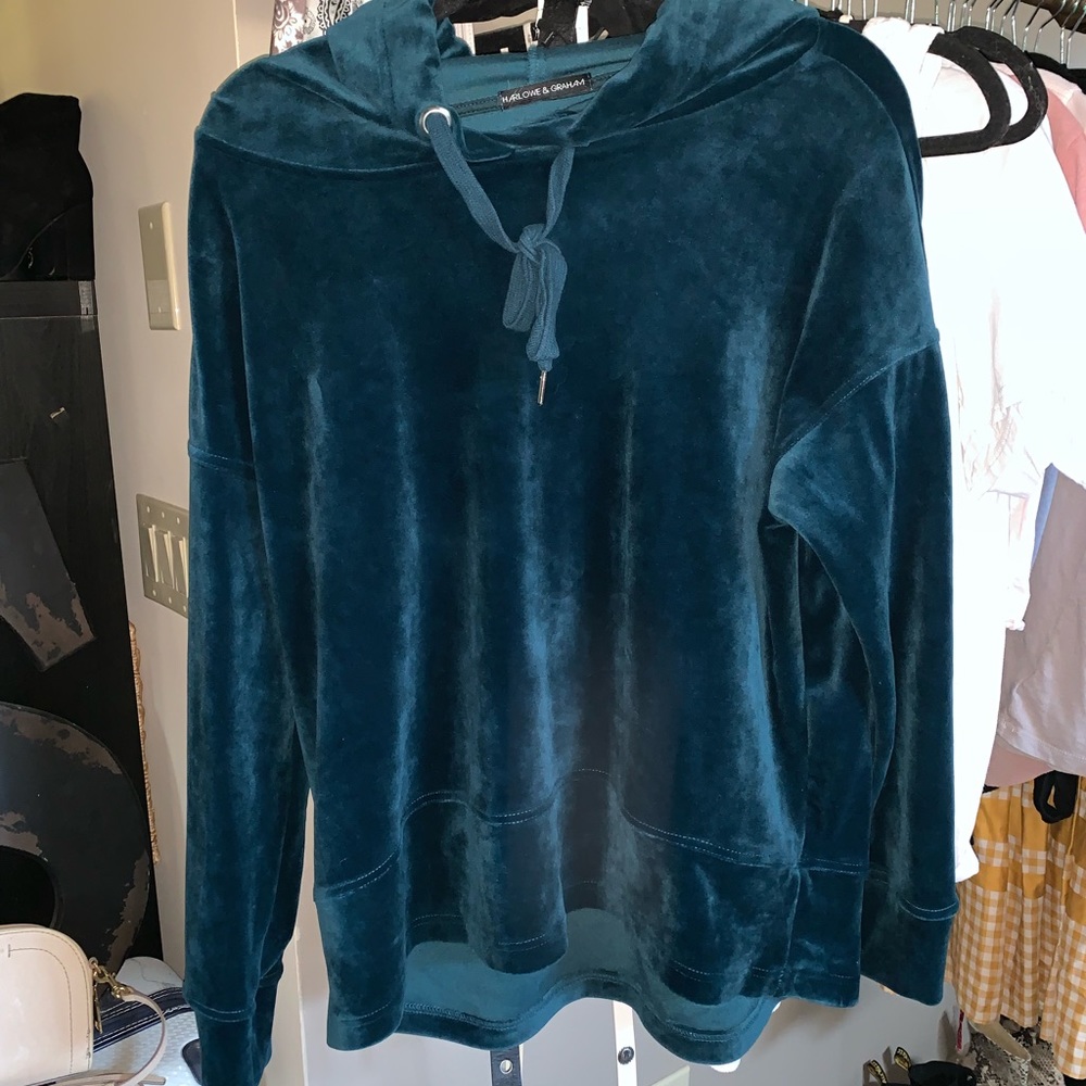 Harlowe and graham teal velvet sweatshirt